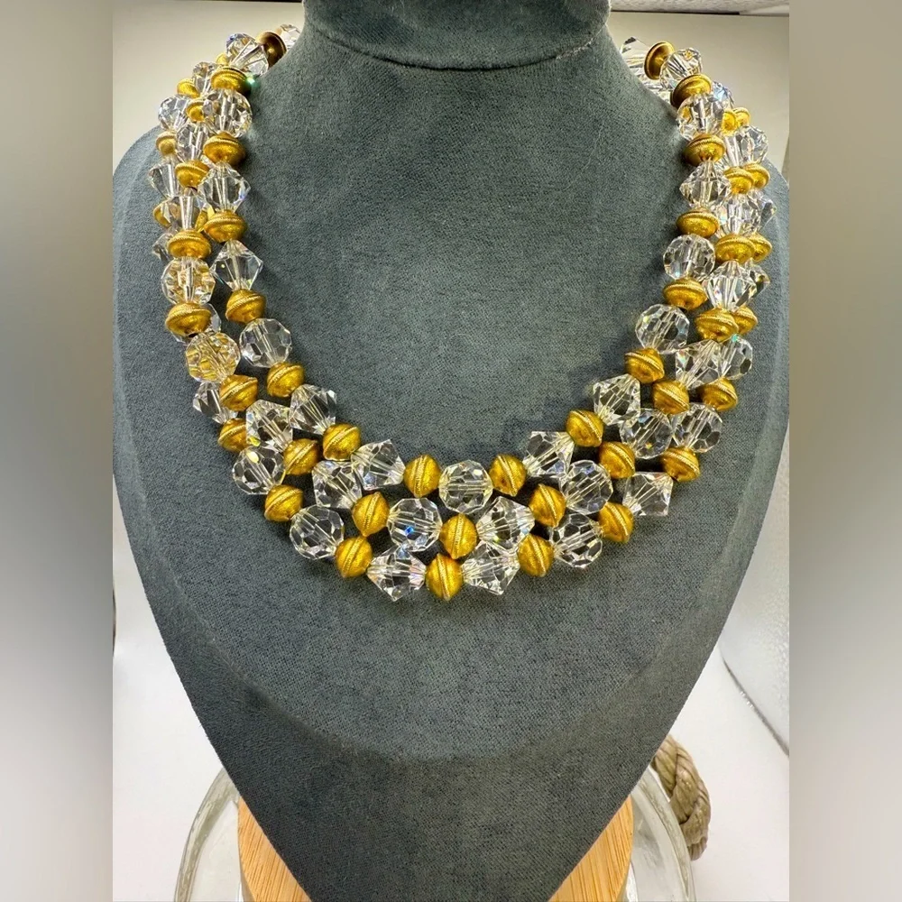 Vintage Crystal necklace with gold